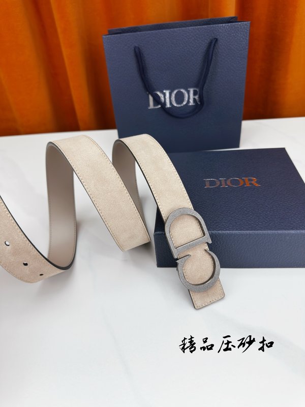 DIOR 디올 벨벳 가죽 벨트 3.5cm 폭 001-219751