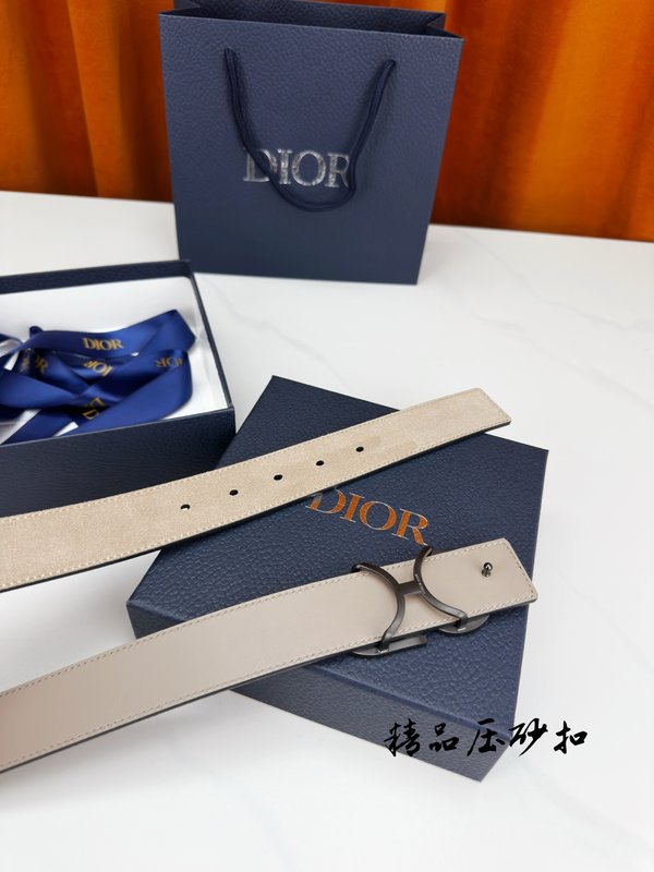 DIOR 디올 벨벳 가죽 벨트 3.5cm 폭 001-219751