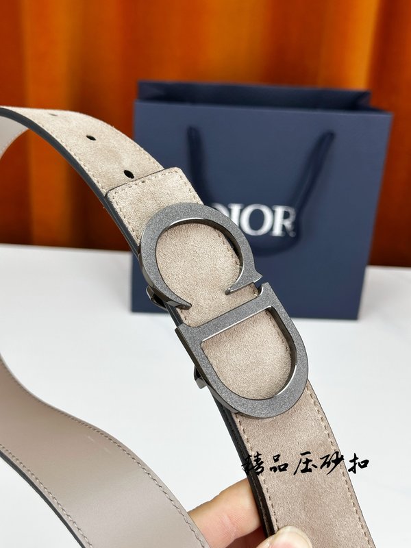 DIOR 디올 벨벳 가죽 벨트 3.5cm 폭 001-219751