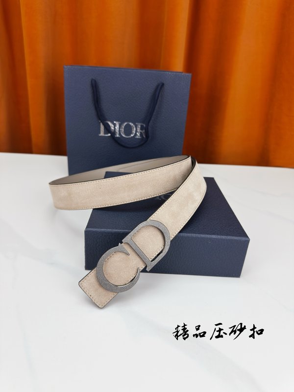DIOR 디올 벨벳 가죽 벨트 3.5cm 폭 001-219751