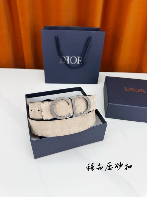 DIOR 디올 벨벳 가죽 벨트 3.5cm 폭 001-219751