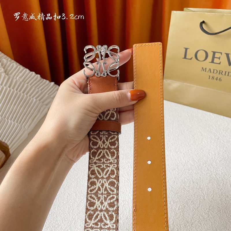로에베 LOEWE 캔버스 소가죽 벨트 클래식 버클 001-219904