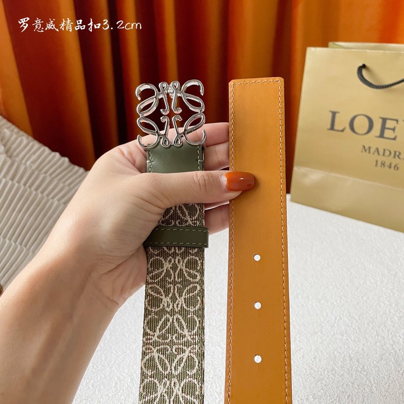 로에베 LOEWE 클래식 캔버스 소가죽 벨트 001-219910