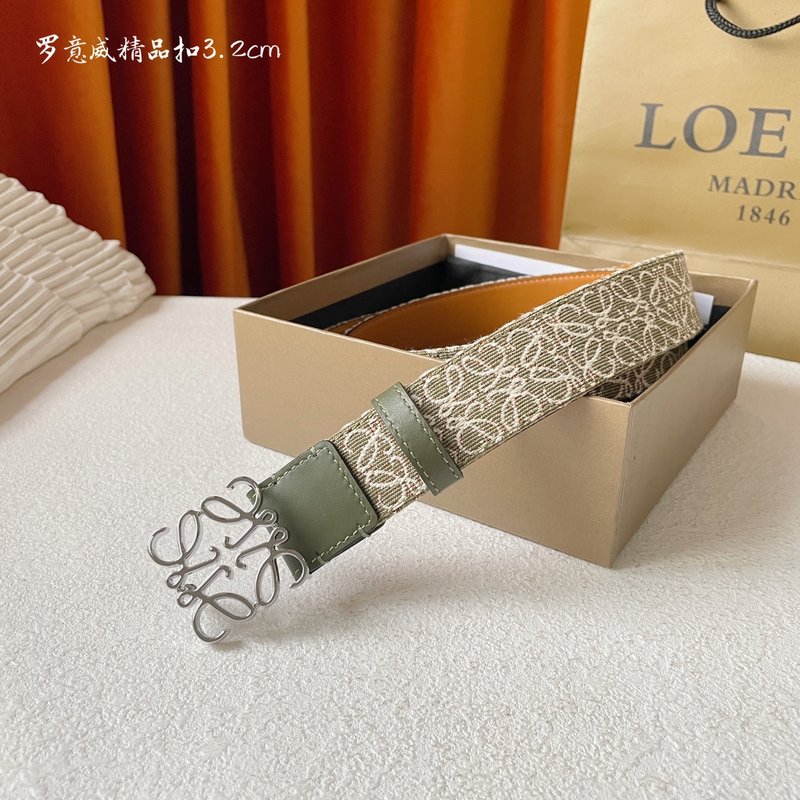 로에베 LOEWE 클래식 캔버스 소가죽 벨트 001-219910