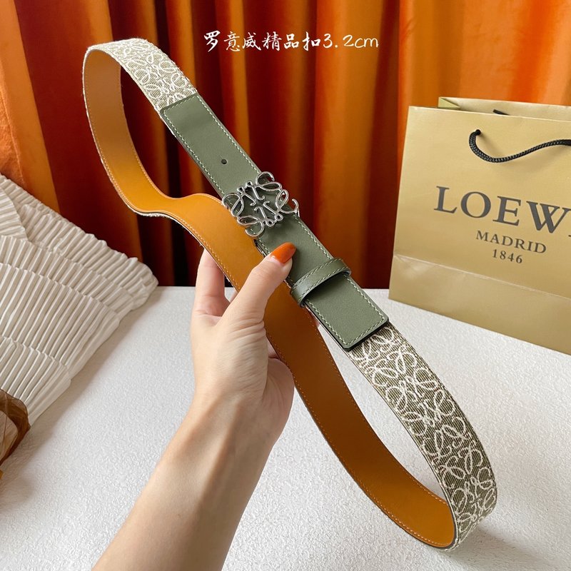 로에베 LOEWE 클래식 캔버스 소가죽 벨트 001-219910