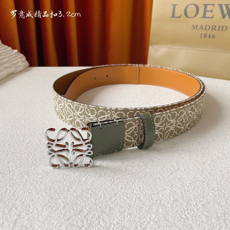 로에베 LOEWE 클래식 캔버스 소가죽 벨트 001-219910