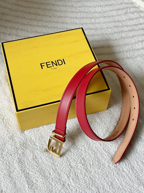 펜디 Fendi 여성용 레드 벨트 더블 F 버클 001-219971