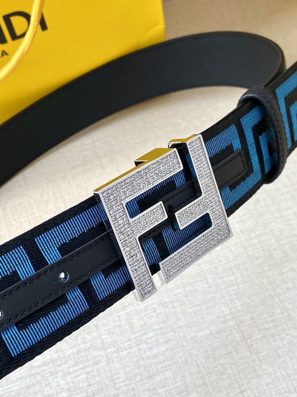 펜디 FF 패턴 다이아몬드 스틸 버클 벨트 001-219974