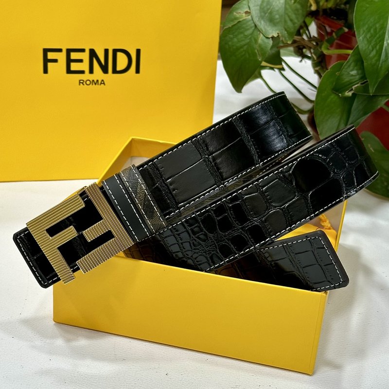 펜디 블랙 FF 더블 버클 양면 벨트 001-219988