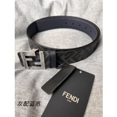 펜디 남성용 양면 벨트 FF 패턴 광택 메탈 버클 001-219997