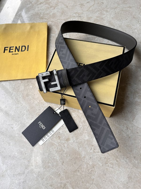 펜디 남성용 양면 벨트 그레이 블랙 FF 패턴 001-220003