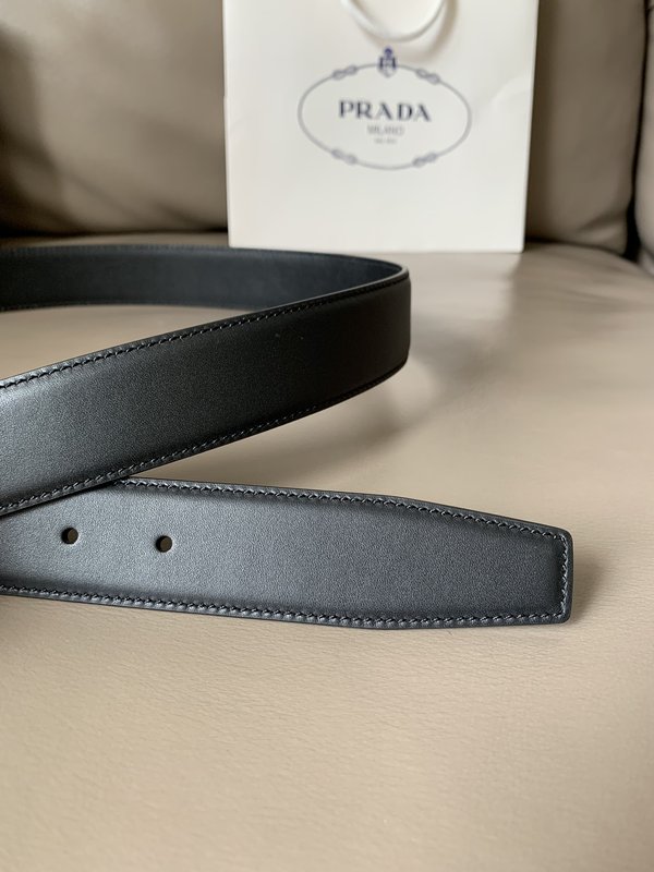 프라다 남성용 블랙 양면 가죽 벨트 001-220077