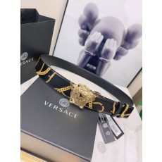 베르사체 메두사 체인 프린트 소가죽 벨트 001-220273