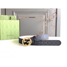 구찌 블랙 PVC 골드 버클 벨트 4.0cm 001-220364
