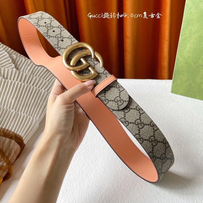 구찌 양면 벨트 앱리콧 PVC 라이트 오렌지 소가죽 001-220380