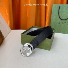 구찌 클래식 엠보싱 벨트 블랙 실버 버클 4cm 001-220411