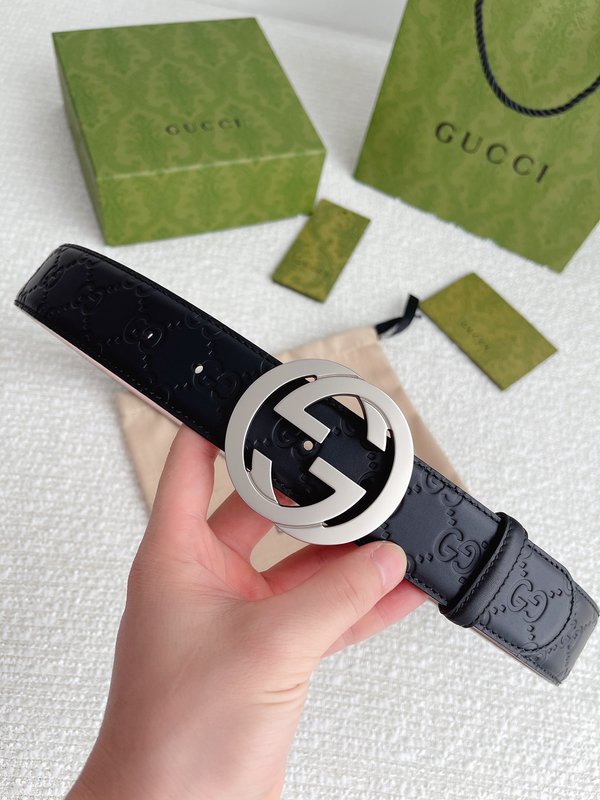 구찌 4.0cm 압화 소가죽 벨트 001-220460