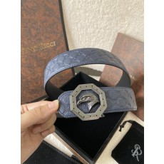 스테파노 리치 독수리 버클 엠보스 가죽 벨트 001-220528