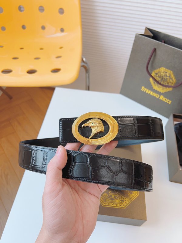 스테파노 리치 남성 블랙 가죽 벨트 001-220585