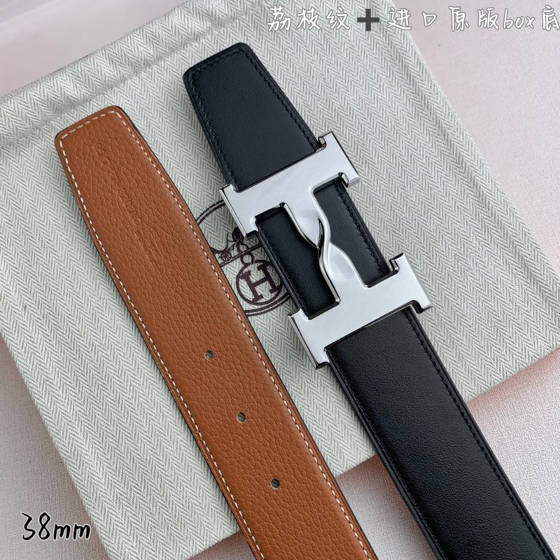 에르메스 양면 소 가죽 벨트 38mm H 버클 001-220647