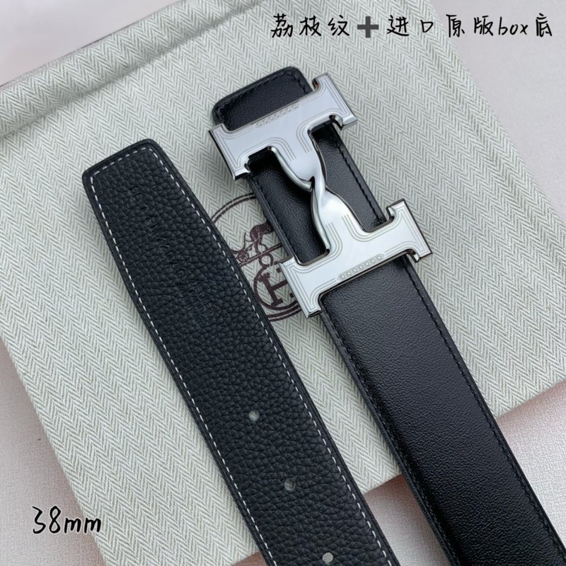 에르메스 클래식 블랙 벨트 실버 버클 38mm 001-220659