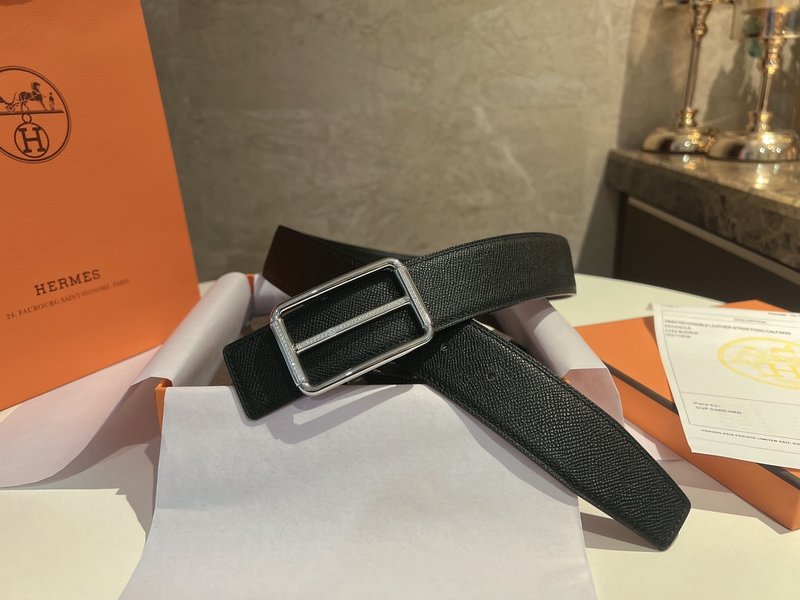 에르메스 블랙 가죽 벨트 3.8cm 폭 001-220722