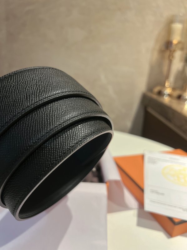 에르메스 블랙 가죽 벨트 3.8cm 폭 001-220722