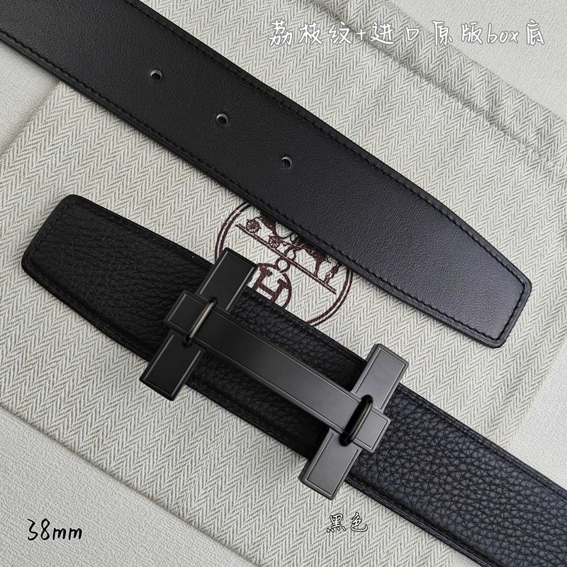 에르메스 양면 벨트 블랙 리치 그레인 버클 001-220754