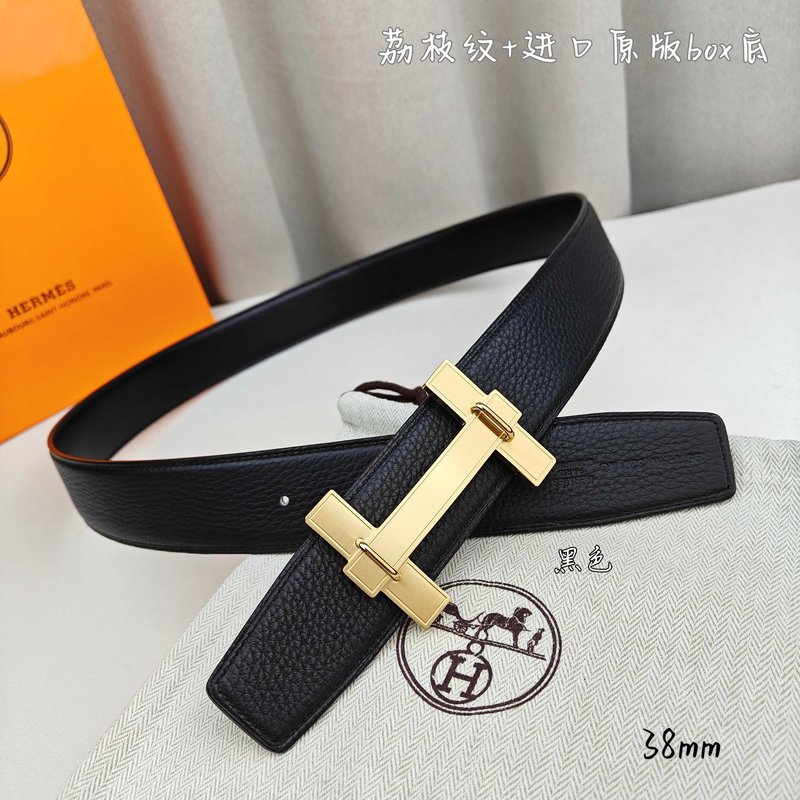 에르메스 양면 벨트 블랙 리치 그레인 버클 001-220754