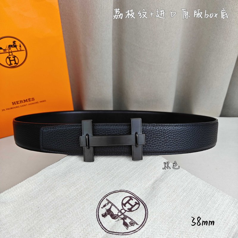 에르메스 양면 벨트 블랙 리치 그레인 버클 001-220754