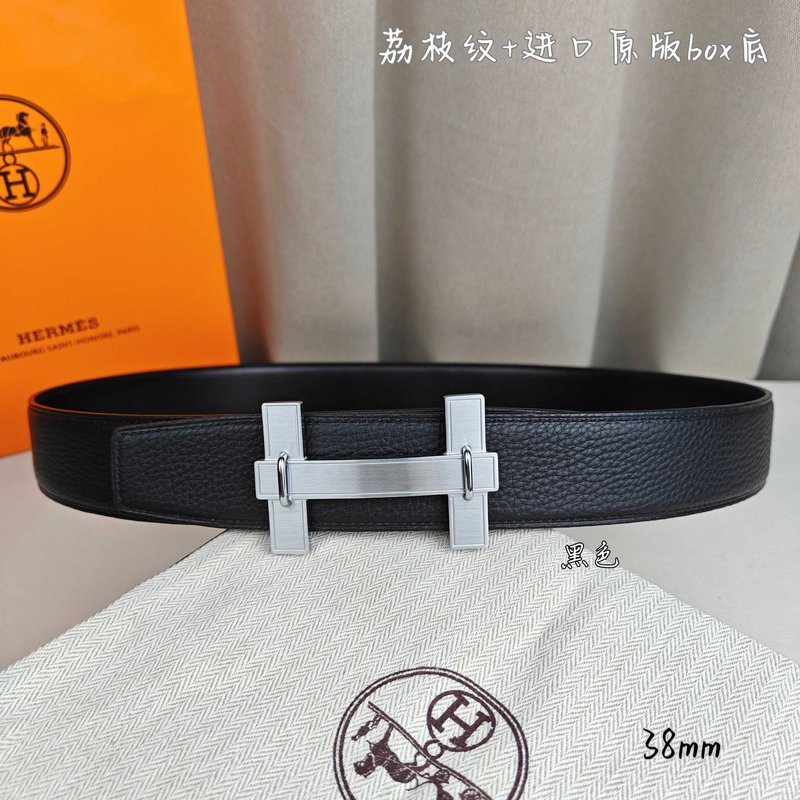 에르메스 양면 벨트 블랙 리치 그레인 버클 001-220754