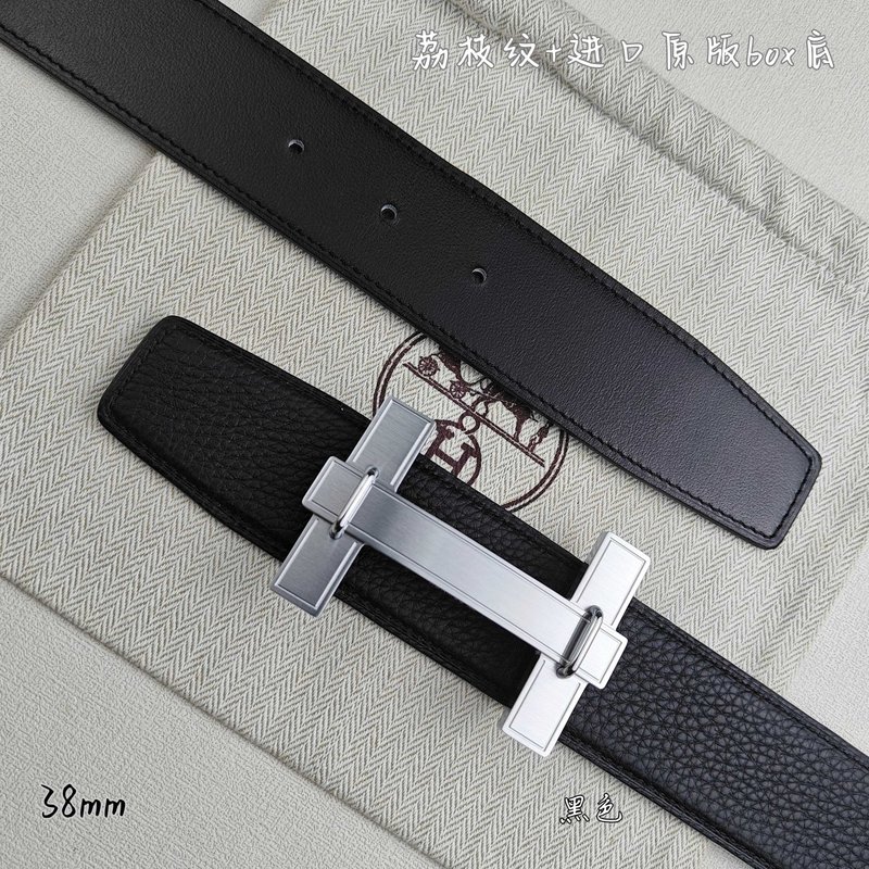 에르메스 양면 벨트 블랙 리치 그레인 버클 001-220754