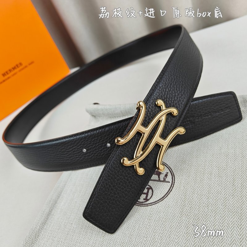 에르메스 더블 H 소 가죽 벨트 38mm 블랙 001-220757
