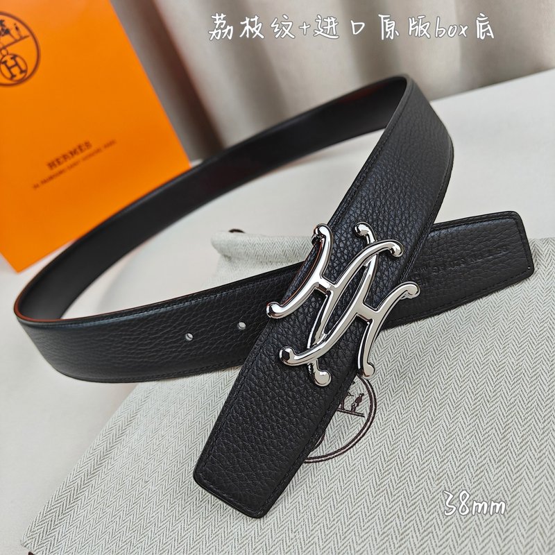 에르메스 더블 H 소 가죽 벨트 38mm 블랙 001-220757