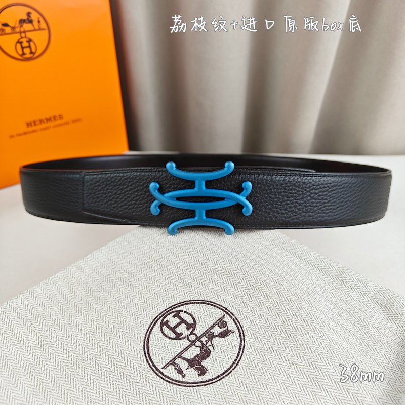 에르메스 더블 H 소 가죽 벨트 38mm 블랙 001-220757