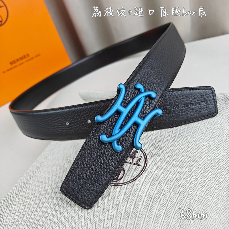 에르메스 더블 H 소 가죽 벨트 38mm 블랙 001-220757