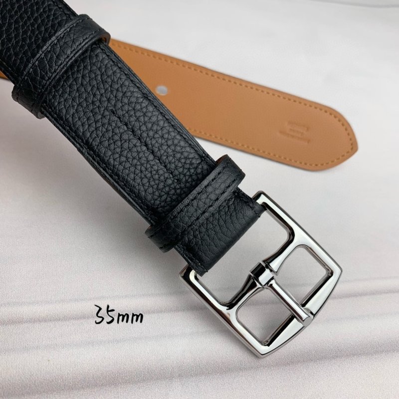 에르메스 블랙 리치 그레인 핀 버클 벨트 001-220783