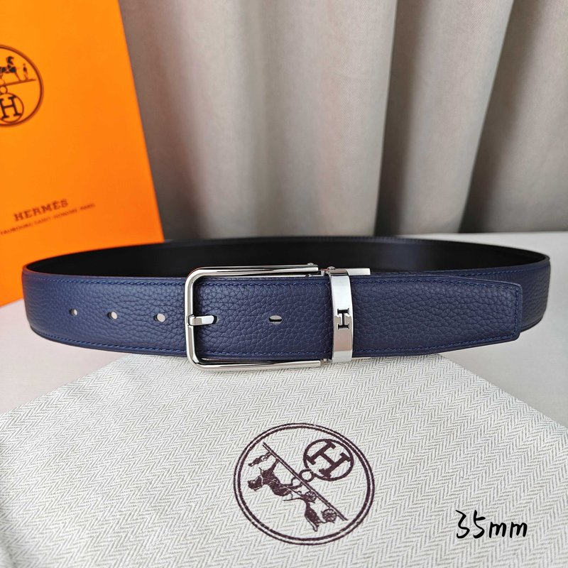 에르메스 네이비 리치 그레인 핀 버클 벨트 001-220786