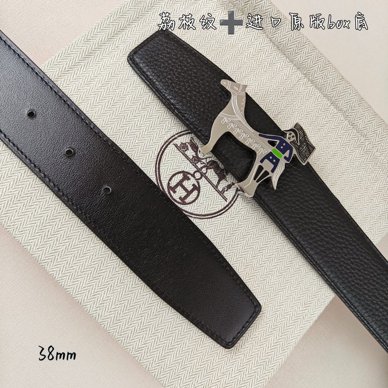 에르메스 양면 H 버클 벨트 38mm 블랙 리치 그레인 001-220805