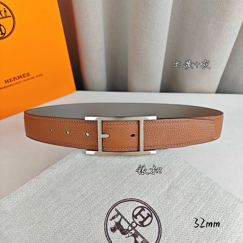 에르메스 양면 리치 그레인 핀 버클 벨트 001-220855