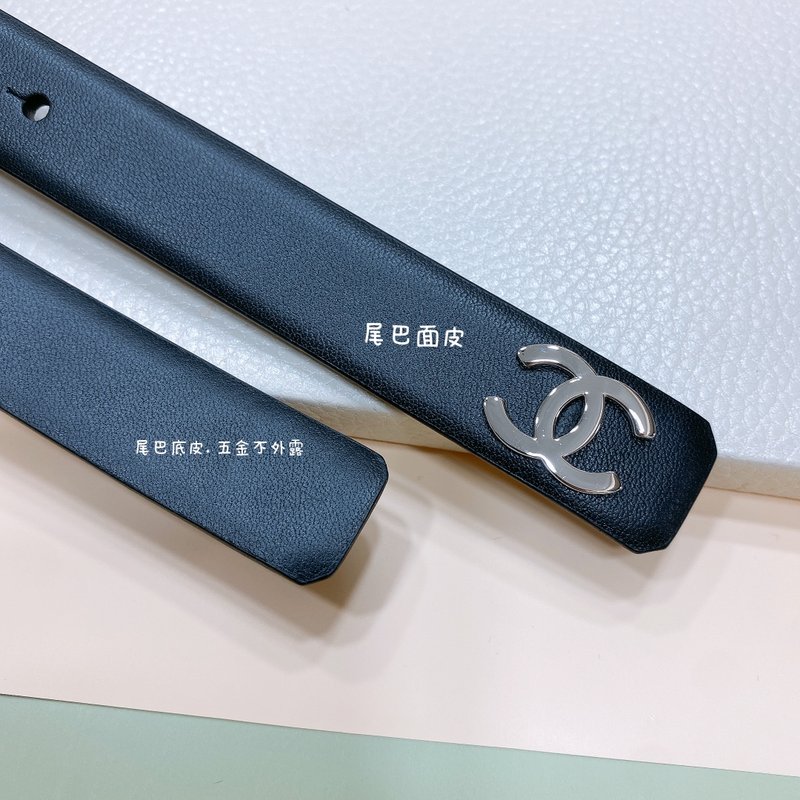 샤넬 라인스톤 송아지 가죽 벨트 001-220915