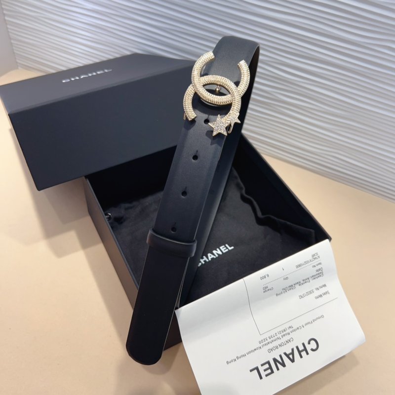 샤넬 24C 밀귀 별 라인스톤 로고 가죽 벨트 001-220947