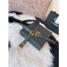 샤넬 블랙 소가죽 더블 C 금속 버클 벨트 001-220987