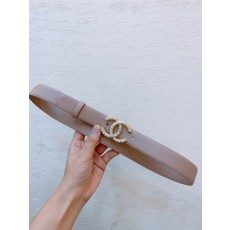 샤넬 진주 라인스톤 CC 로고 가죽 벨트 001-221010