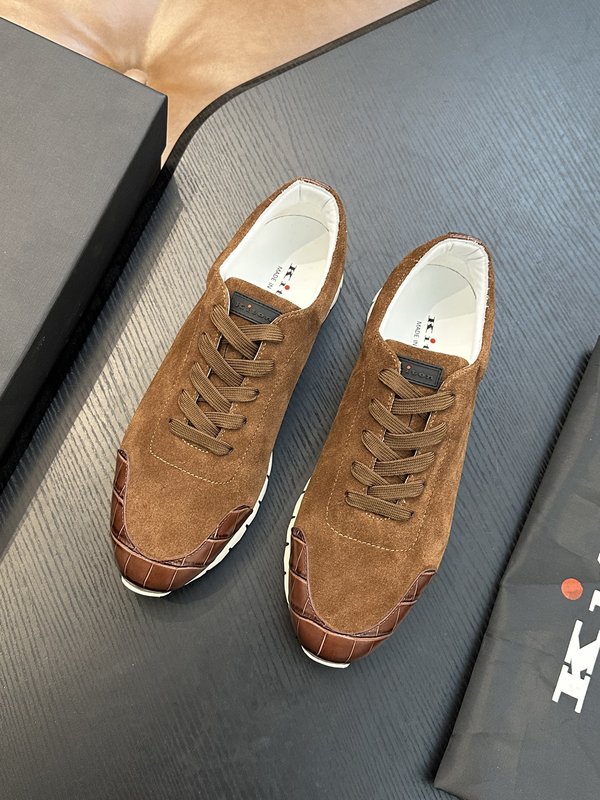 Kiton 남성 송아지 가죽 스니커즈 001-221668