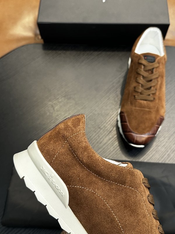Kiton 남성 송아지 가죽 스니커즈 001-221668