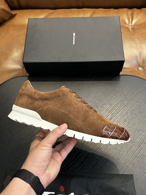 Kiton 남성 송아지 가죽 스니커즈 001-221668