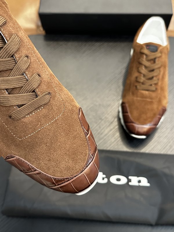 Kiton 남성 송아지 가죽 스니커즈 001-221668