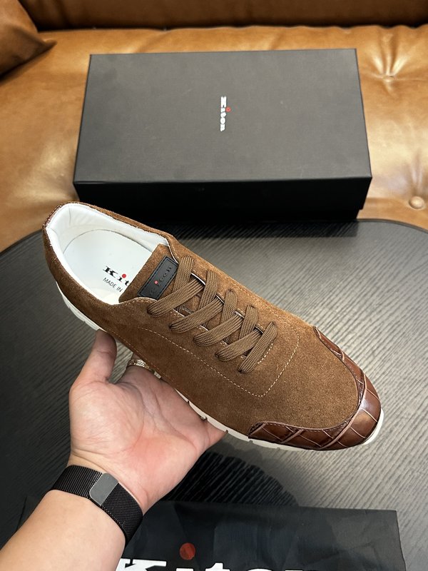 Kiton 남성 송아지 가죽 스니커즈 001-221668