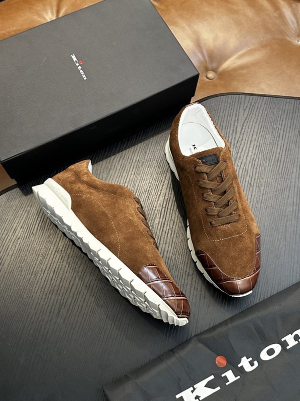 Kiton 남성 송아지 가죽 스니커즈 001-221668